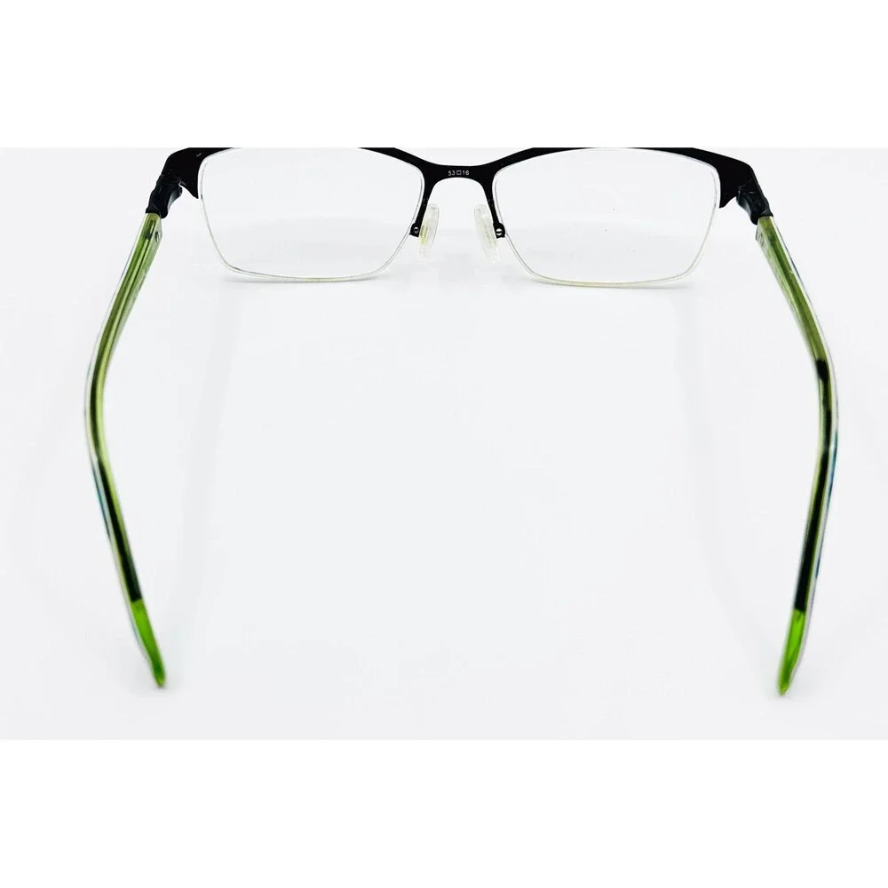 Phoebe Eyeglasses Frames Womens Black Green Floral Semi Rimless P272 53-16-135